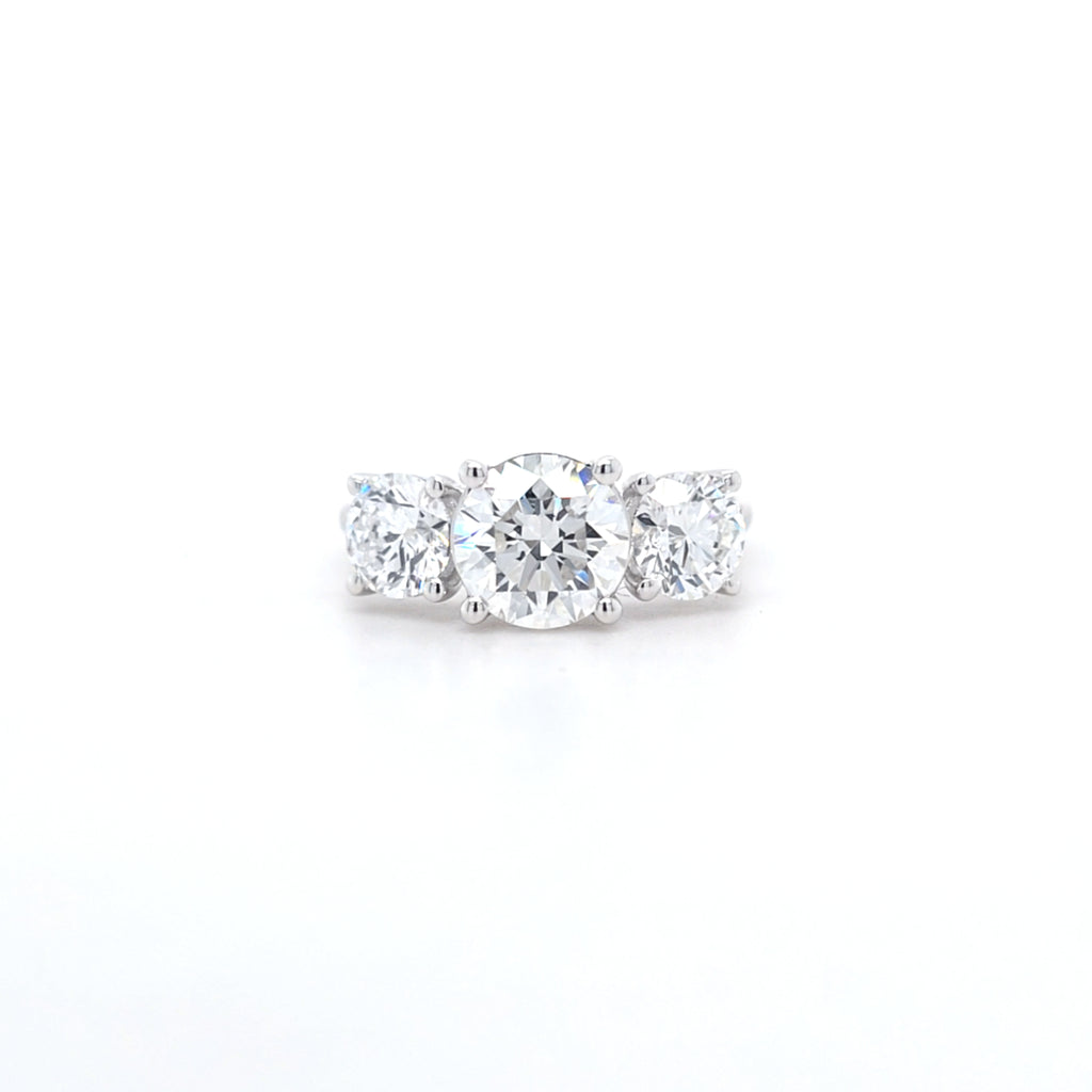 2.75ct F/VS1 Round Brilliant Cut LAB Diamond 3 Stone Ring Set in White Gold