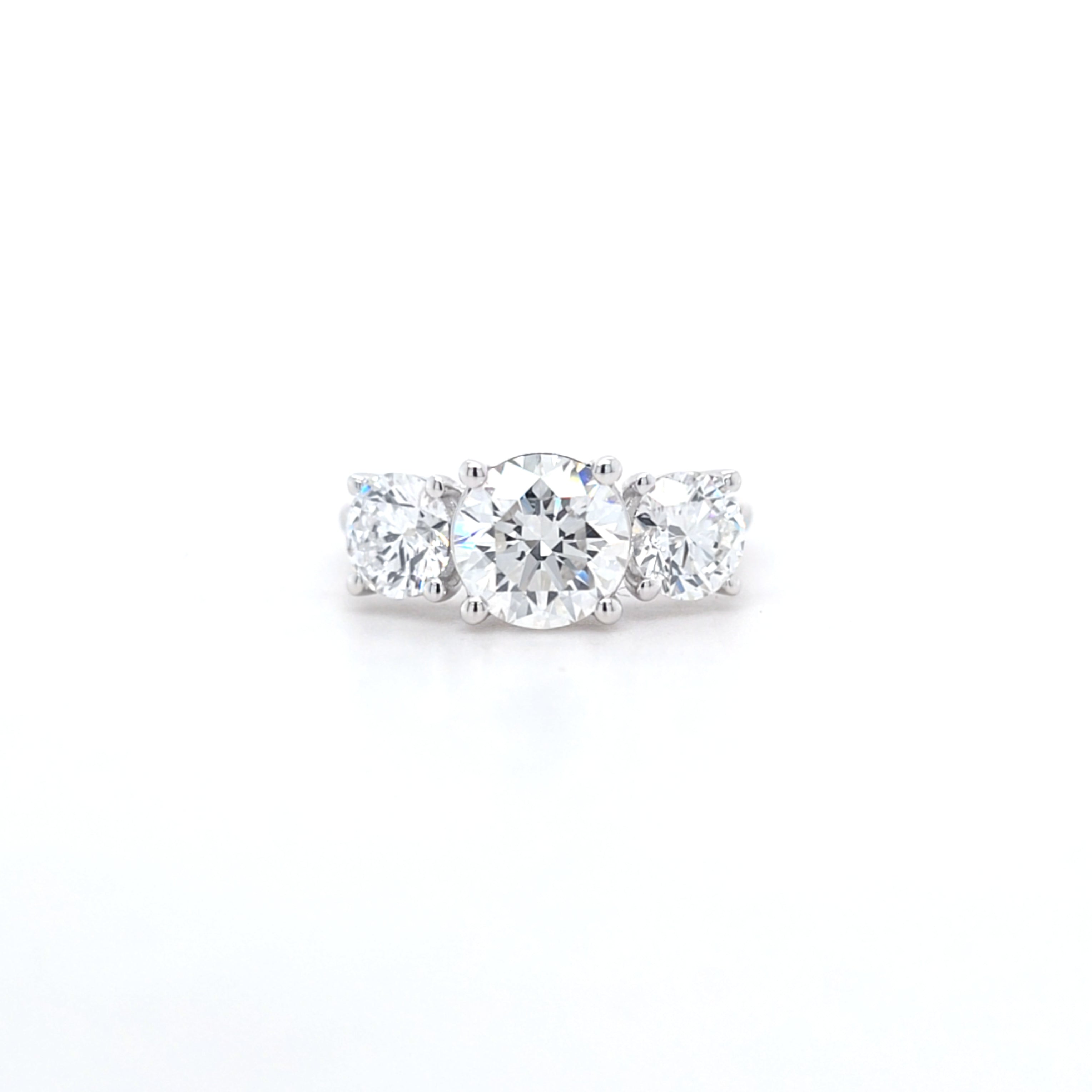 2.75ct F/VS1 Round Brilliant Cut LAB Diamond 3 Stone Ring Set in White Gold - Montpellier Jewellers