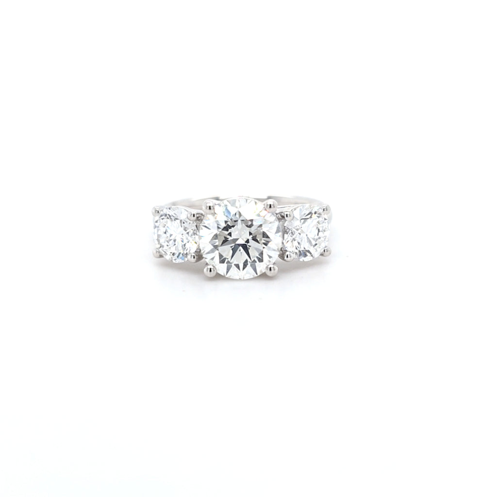 3.51ct F/VS1 Round Brilliant Cut LAB Diamond 3 Stone Ring Set in White Gold