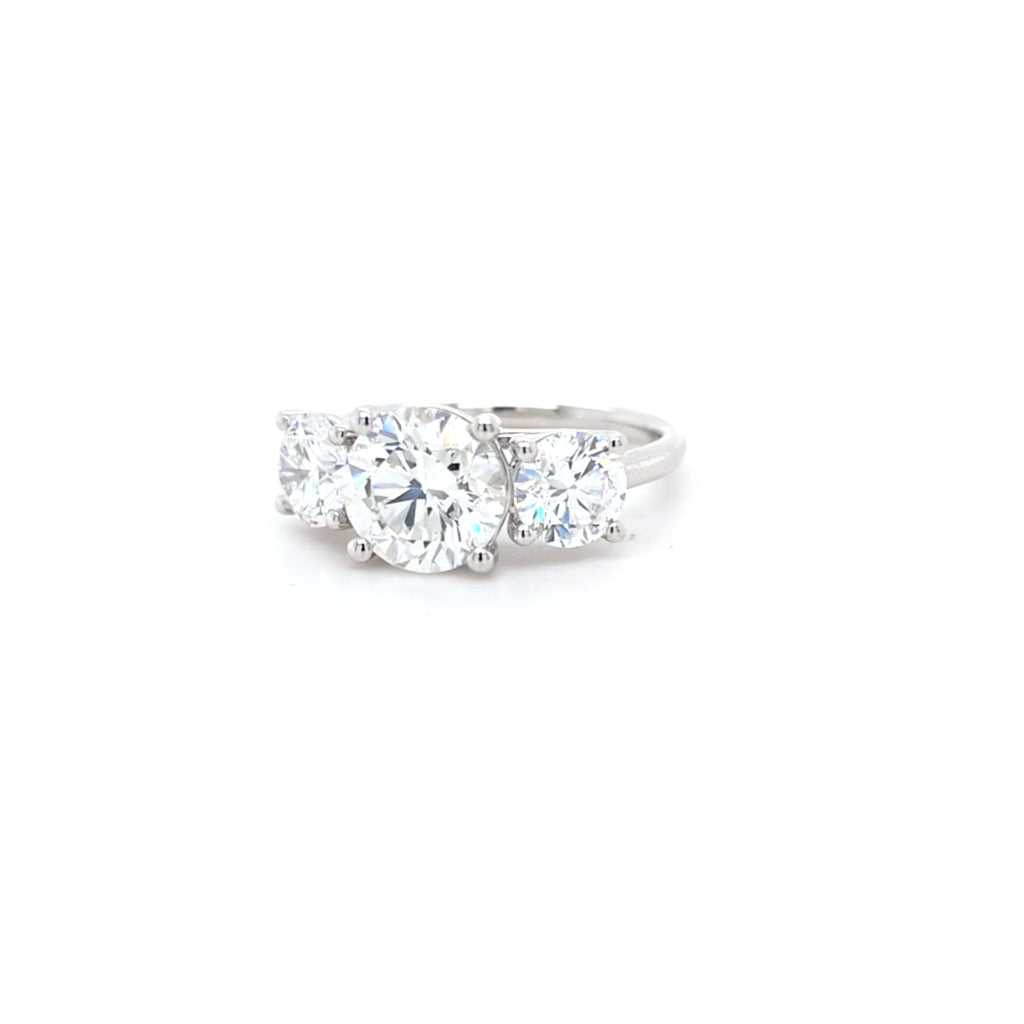3.51ct F/VS1 Round Brilliant Cut LAB Diamond 3 Stone Ring Set in White Gold