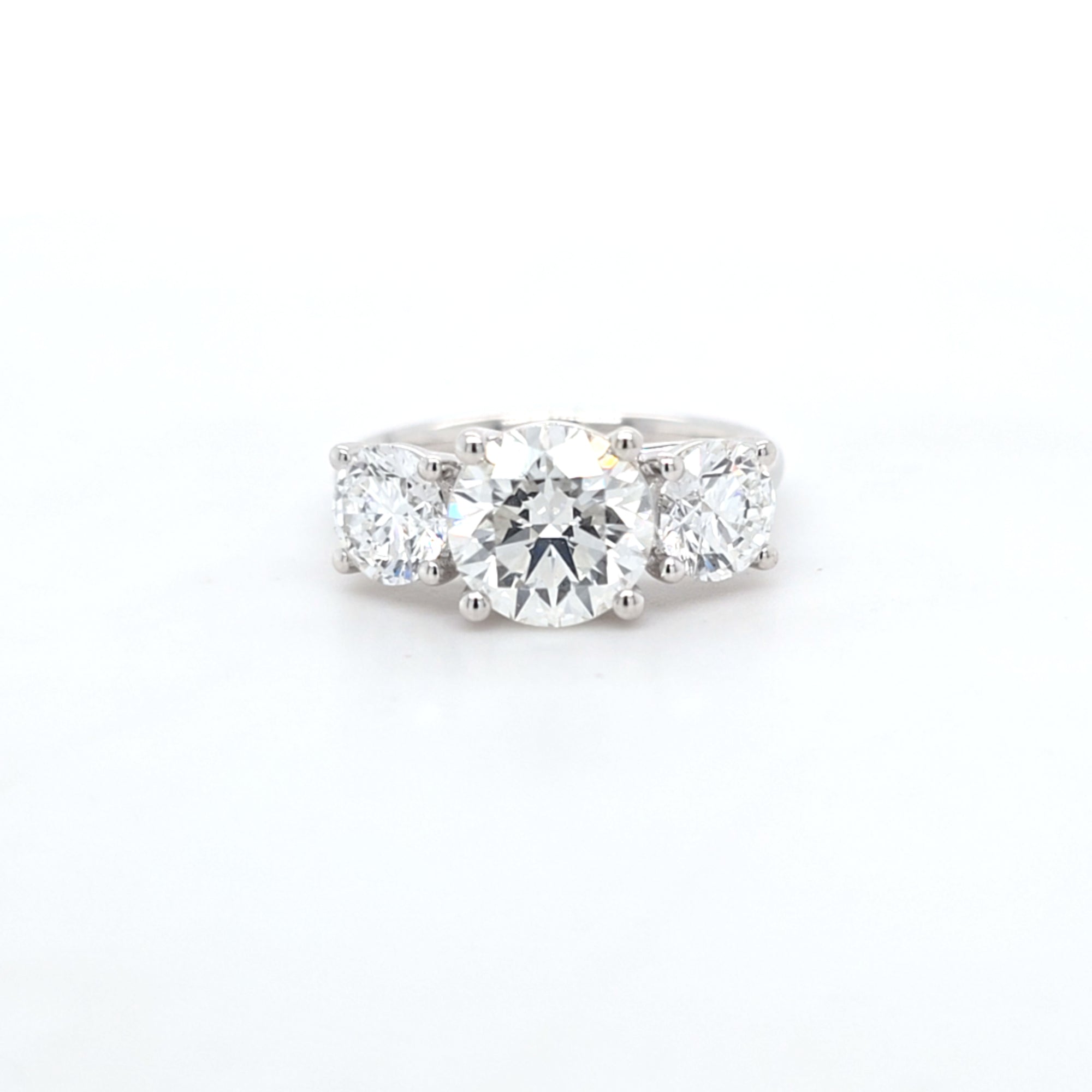 4.63ct F/VS1 Round Brilliant Cut LAB Diamond 3 Stone Ring Set in White Gold