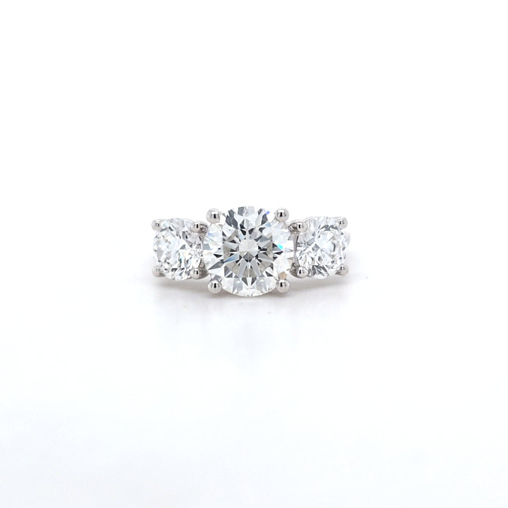 3.51ct F/VS1 Round Brilliant Cut LAB Diamond 3 Stone Ring Set in White Gold