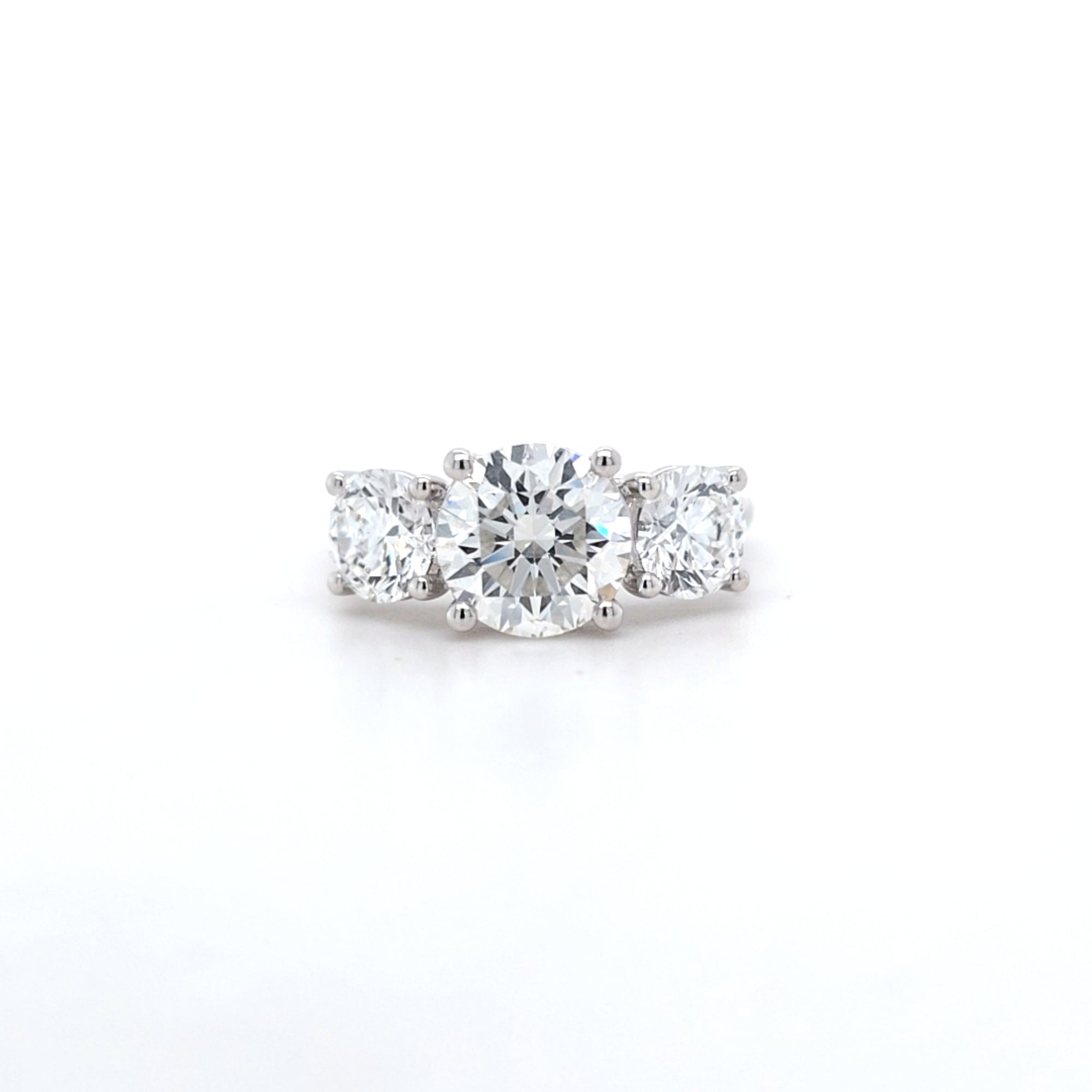 3.51ct F/VS1 Round Brilliant Cut LAB Diamond 3 Stone Ring Set in White Gold