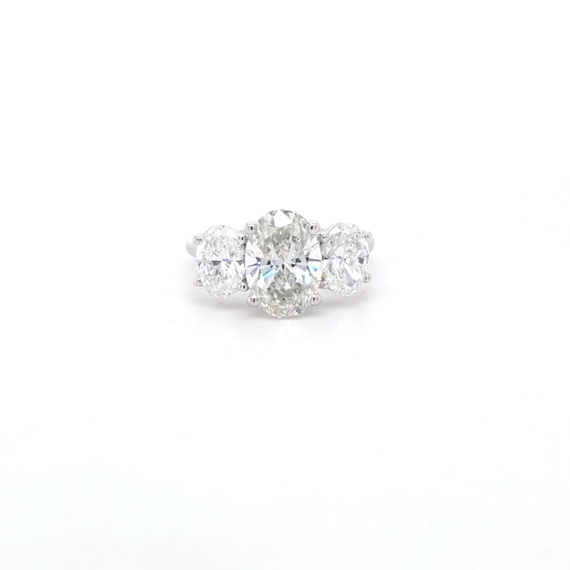 3.53ct F/VS1 Oval Brilliant Cut LAB Diamond 3 Stone Ring Set in White Gold