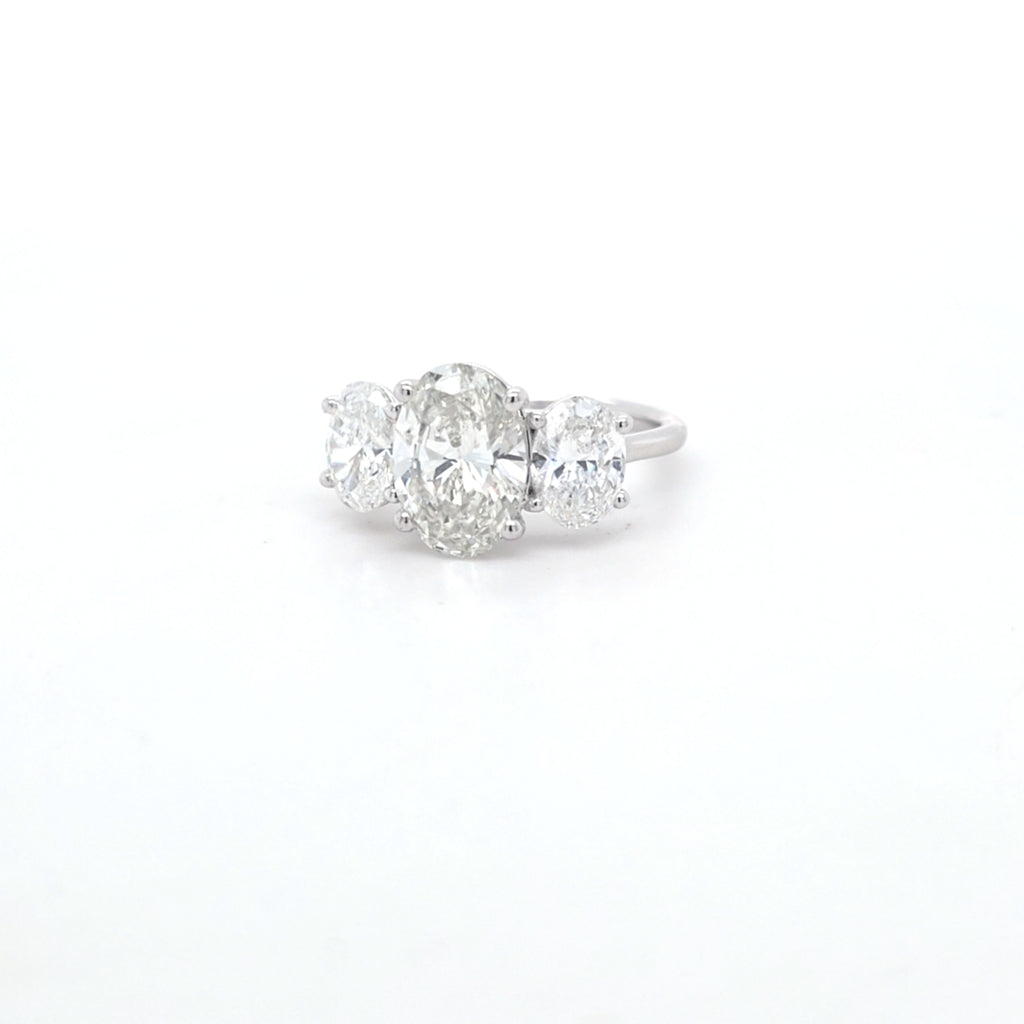3.53ct F/VS1 Oval Brilliant Cut LAB Diamond 3 Stone Ring Set in White Gold