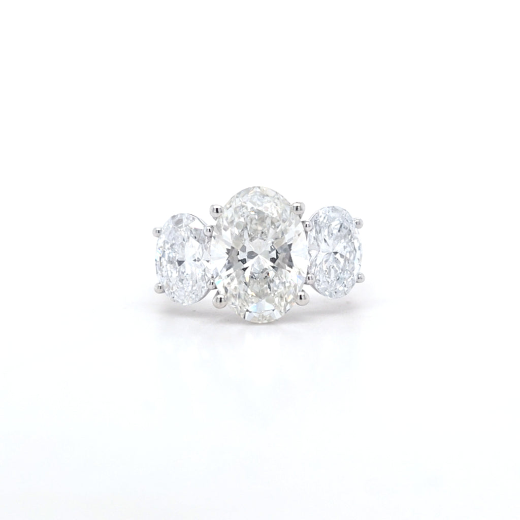 5.18ct F/VS1 Oval Brilliant Cut LAB Diamond 3 Stone Ring Set in White Gold