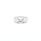 2.93ct F/VS1 Square Cushion Cut LAB Diamond 3 Stone Ring Set in White Gold