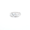 2.93ct F/VS1 Square Cushion Cut LAB Diamond 3 Stone Ring Set in White Gold