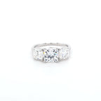 2.93ct F/VS1 Square Cushion Cut LAB Diamond 3 Stone Ring Set in White Gold