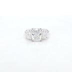 3.59ct D/VS1 Radiant Cut LAB Diamond 3 Stone Ring Set in White Gold