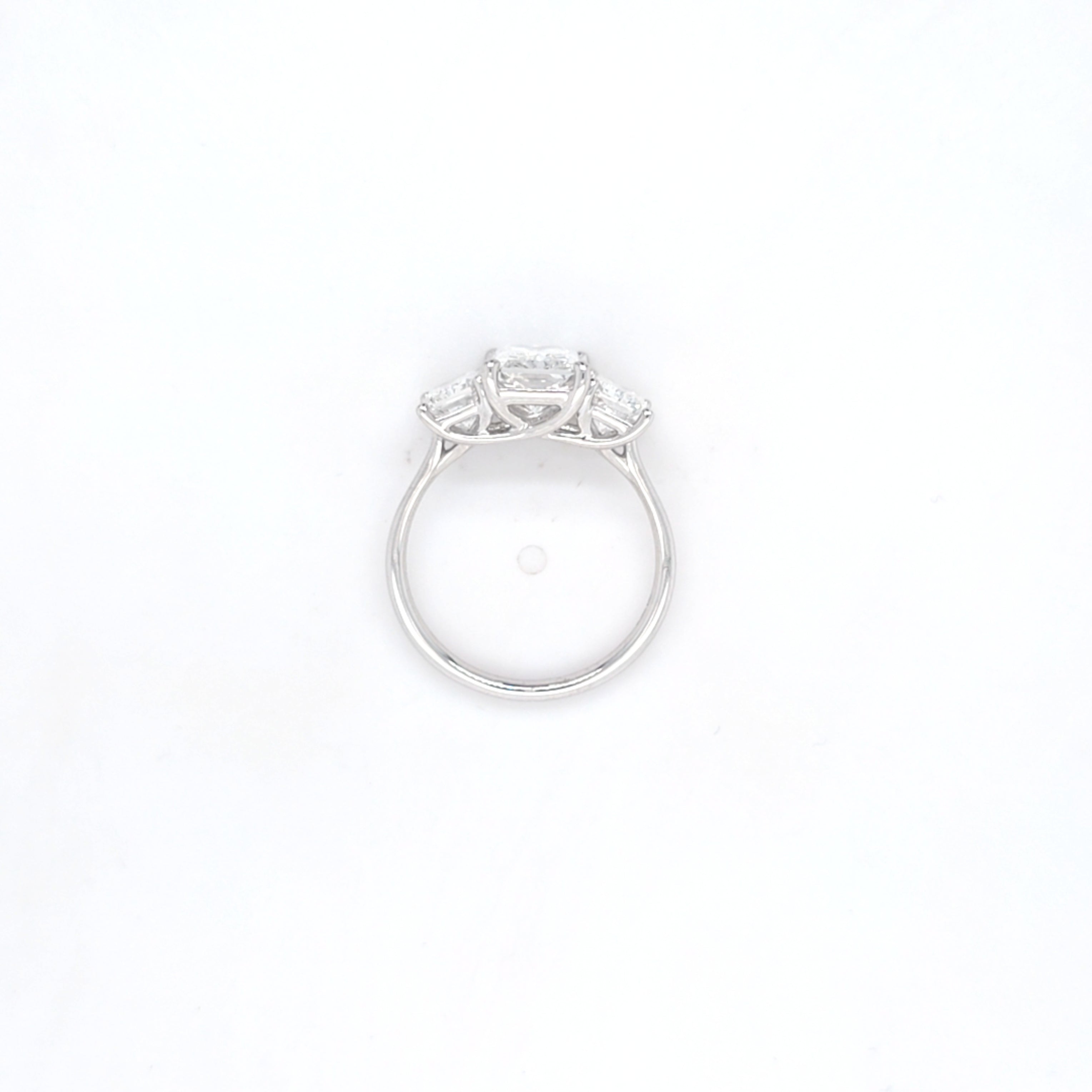 3.59ct D/VS1 Radiant Cut LAB Diamond 3 Stone Ring Set in White Gold - Montpellier Jewellers