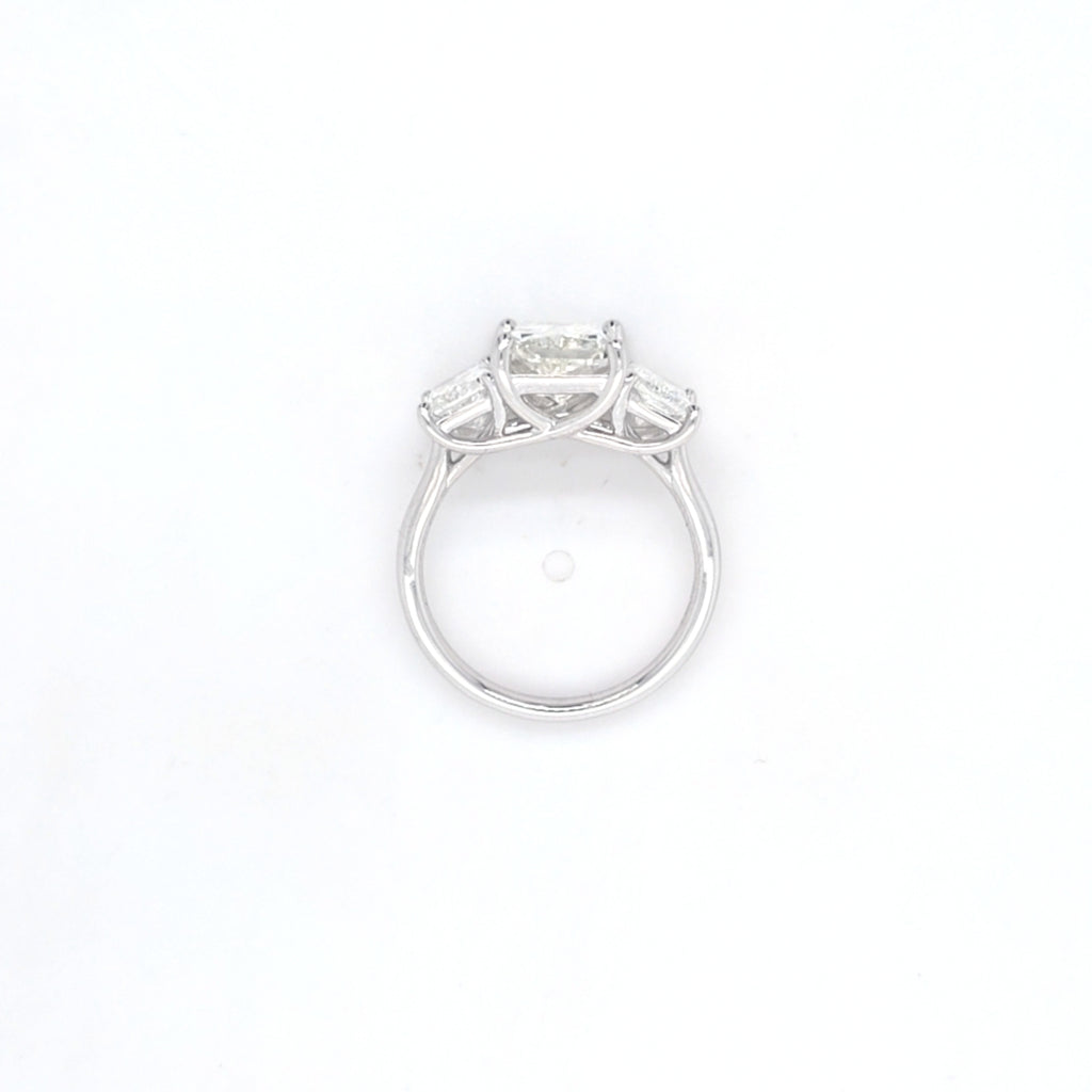 4.92ct G/SI1 Radiant Cut LAB Diamond 3 Stone Ring Set in White Gold