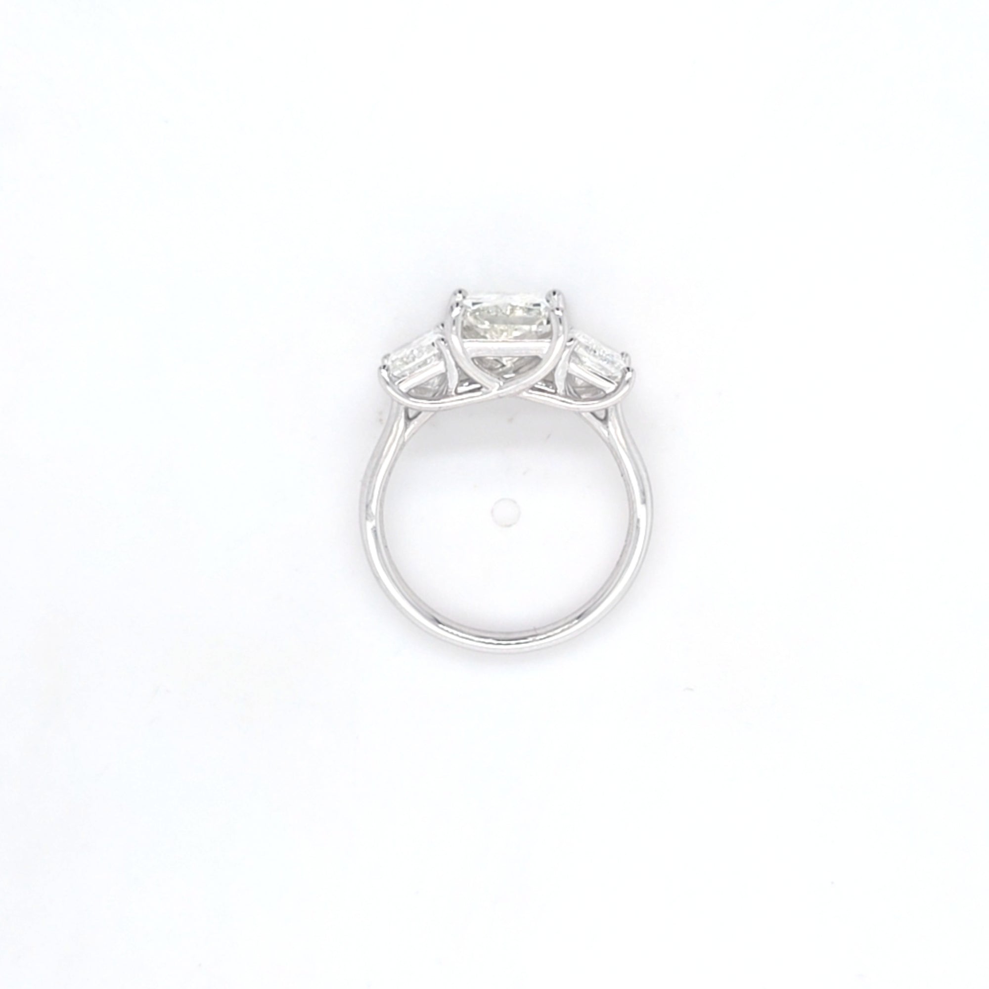 4.92ct G/SI1 Radiant Cut LAB Diamond 3 Stone Ring Set in White Gold