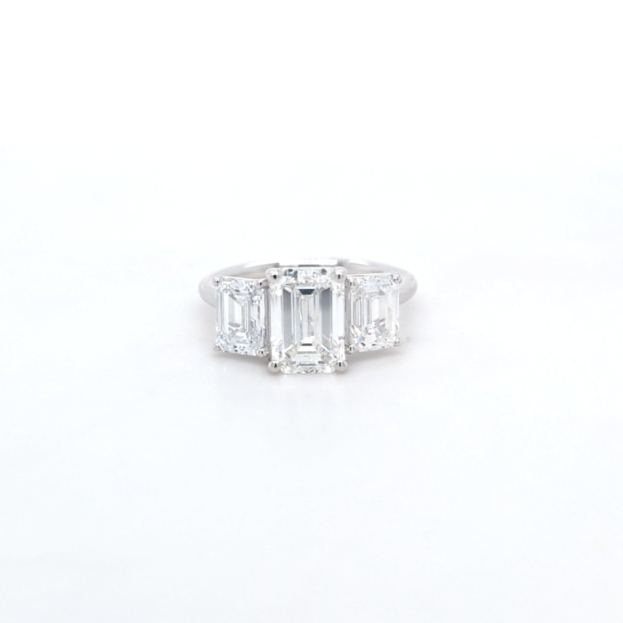3.75ct E/VS1 Emerald Cut LAB Diamond 3 Stone Ring Set in White Gold