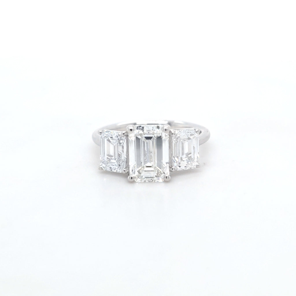 3.75ct E/VS1 Emerald Cut LAB Diamond 3 Stone Ring Set in White Gold