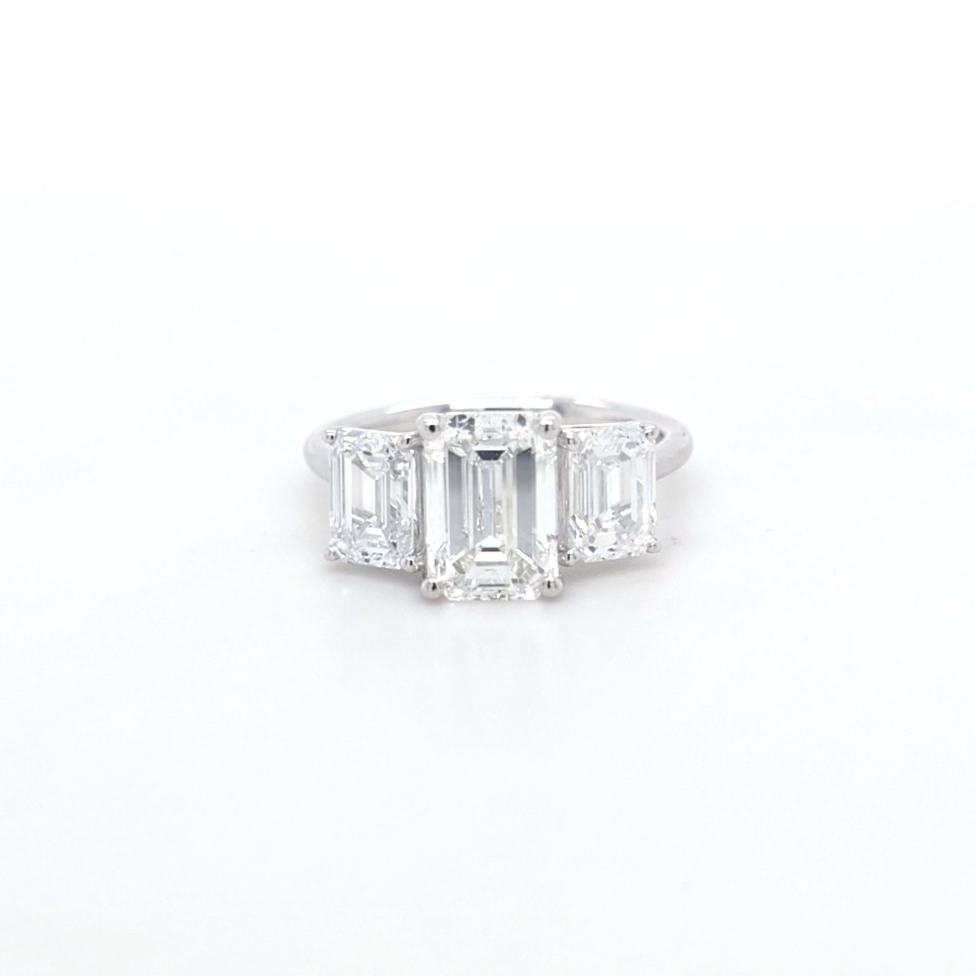 3.75ct E/VS1 Emerald Cut LAB Diamond 3 Stone Ring Set in White Gold