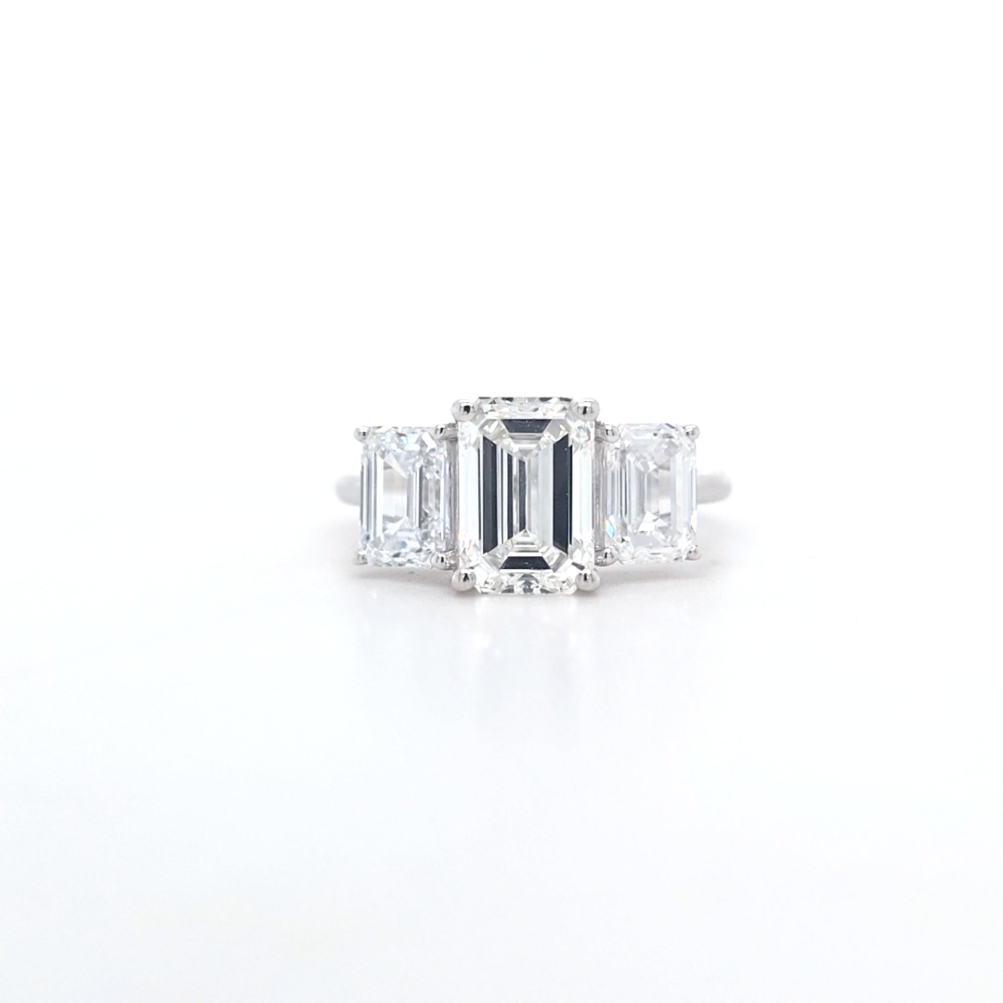 3.75ct E/VS1 Emerald Cut LAB Diamond 3 Stone Ring Set in White Gold