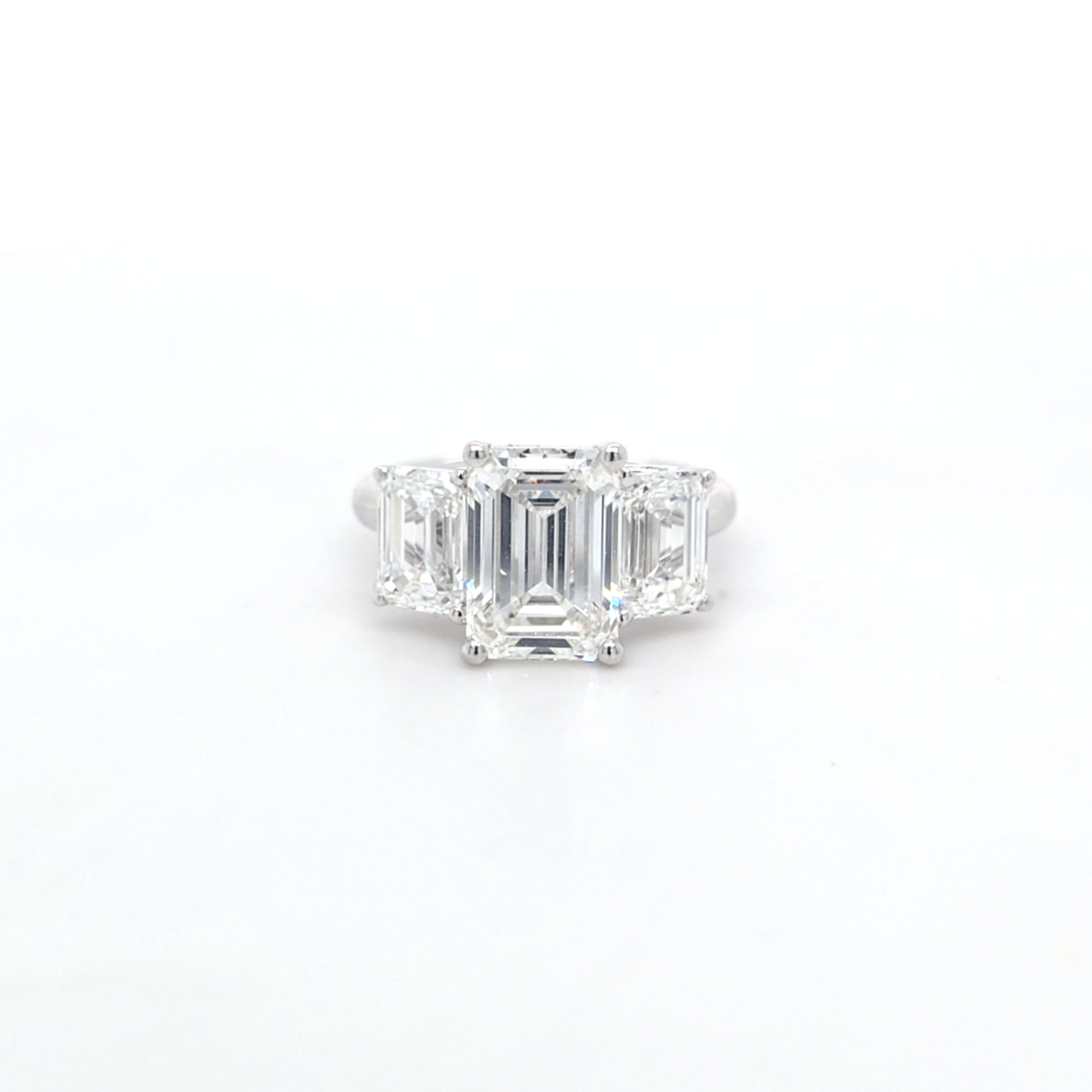 5.06ct G/VVS2 Emerald Cut LAB Diamond 3 Stone Ring Set in White Gold