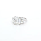 5.06ct G/VVS2 Emerald Cut LAB Diamond 3 Stone Ring Set in White Gold