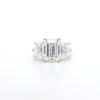 5.06ct G/VVS2 Emerald Cut LAB Diamond 3 Stone Ring Set in White Gold