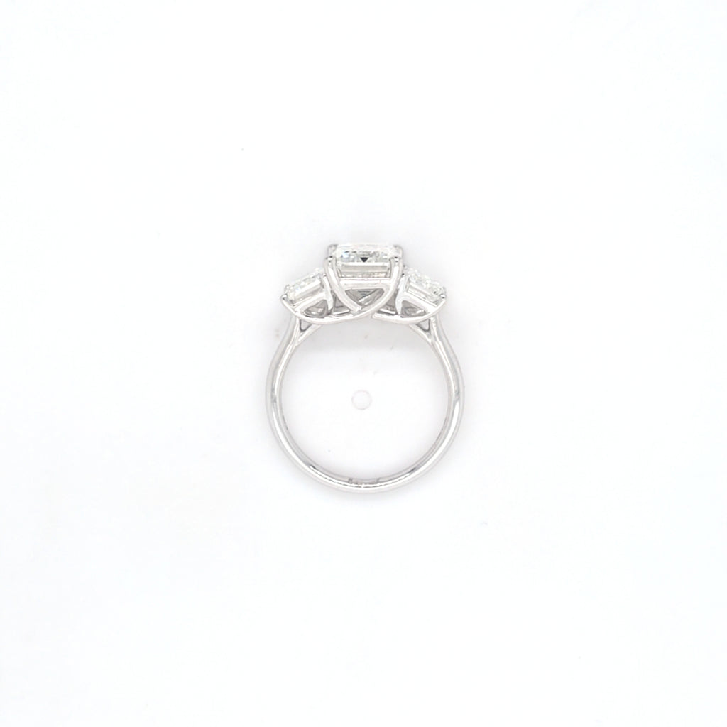 5.06ct G/VVS2 Emerald Cut LAB Diamond 3 Stone Ring Set in White Gold