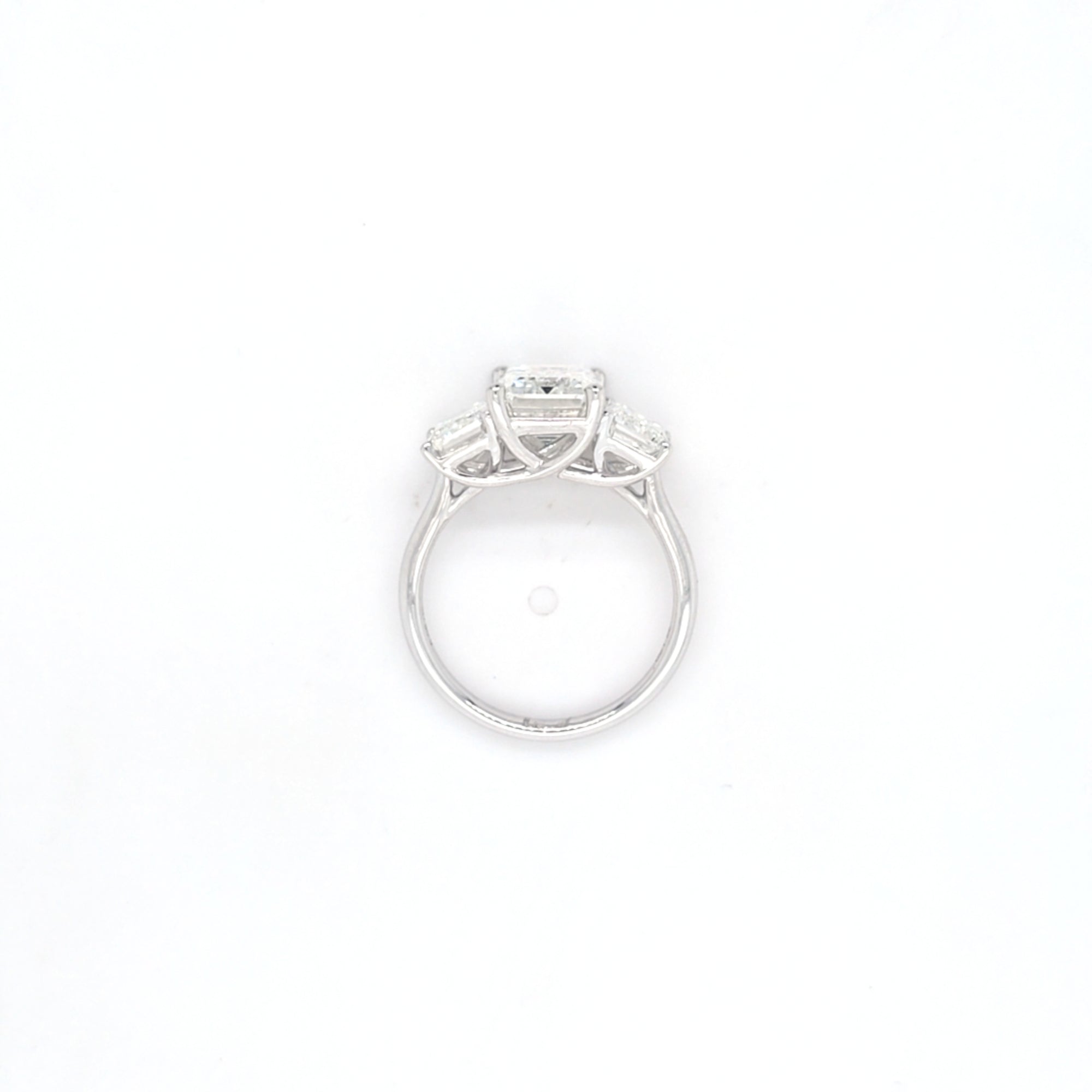 5.06ct G/VVS2 Emerald Cut LAB Diamond 3 Stone Ring Set in White Gold
