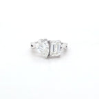 3.04ct G/VS2 Emerald Cut & Pear Shape LAB Diamond Toi et Moi Ring Set in White Gold