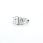 3.04ct G/VS2 Emerald Cut & Pear Shape LAB Diamond Toi et Moi Ring Set in White Gold