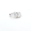 3.04ct G/VS2 Emerald Cut & Pear Shape LAB Diamond Toi et Moi Ring Set in White Gold