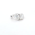 3.04ct G/VS2 Emerald Cut & Pear Shape LAB Diamond Toi et Moi Ring Set in White Gold