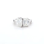 3.04ct G/VS2 Emerald Cut & Pear Shape LAB Diamond Toi et Moi Ring Set in White Gold