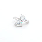 3.05ct F/VVS2 Heart Shape & Pear Shape LAB Diamond Toi et Moi Ring Set in White Gold