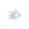 3.05ct F/VVS2 Heart Shape & Pear Shape LAB Diamond Toi et Moi Ring Set in White Gold