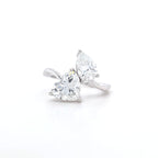 3.05ct F/VVS2 Heart Shape & Pear Shape LAB Diamond Toi et Moi Ring Set in White Gold