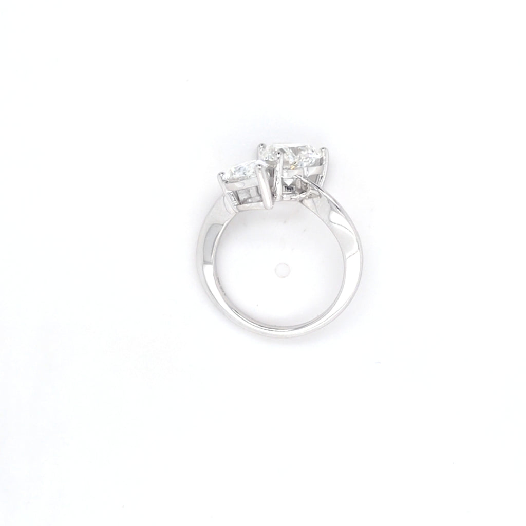3.05ct F/VVS2 Heart Shape & Pear Shape LAB Diamond Toi et Moi Ring Set in White Gold