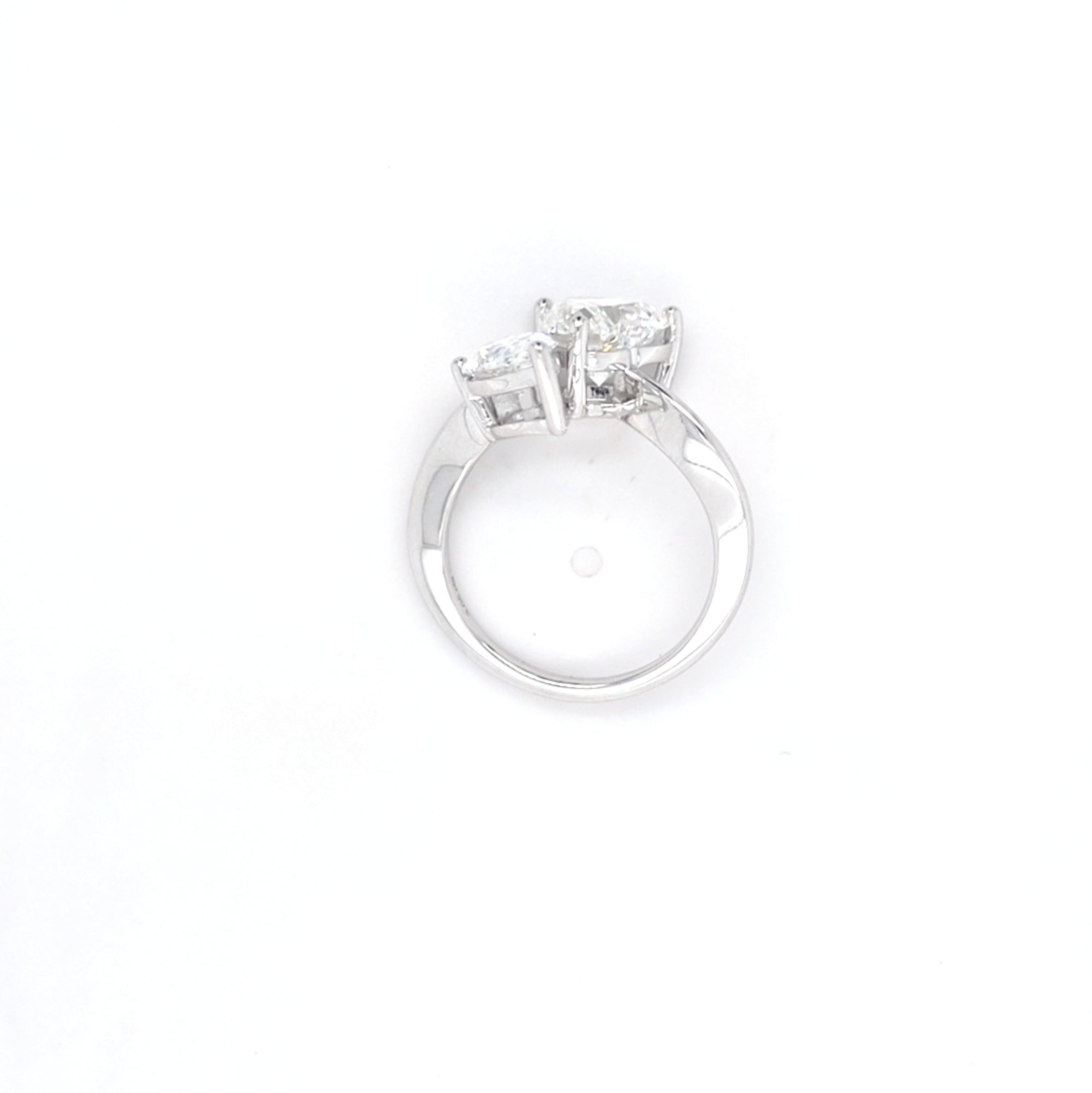 3.05ct F/VVS2 Heart Shape & Pear Shape LAB Diamond Toi et Moi Ring Set in White Gold