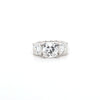 4.54ct F/VS1 Square Cushion Cut LAB Diamond 3 Stone Ring Set in White Gold