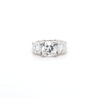 4.54ct F/VS1 Square Cushion Cut LAB Diamond 3 Stone Ring Set in White Gold