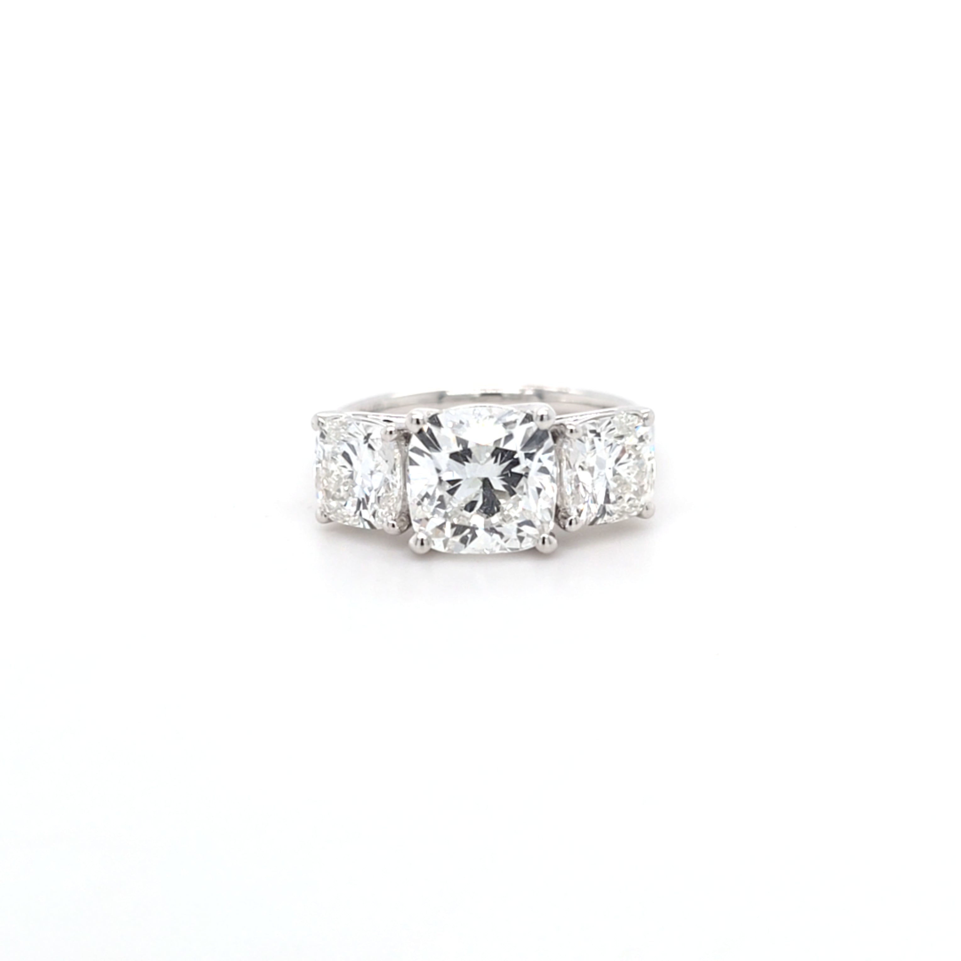 4.54ct F/VS1 Square Cushion Cut LAB Diamond 3 Stone Ring Set in White Gold - Montpellier Jewellers