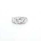 4.54ct F/VS1 Square Cushion Cut LAB Diamond 3 Stone Ring Set in White Gold