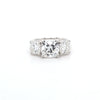 4.54ct F/VS1 Square Cushion Cut LAB Diamond 3 Stone Ring Set in White Gold