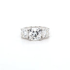 4.54ct F/VS1 Square Cushion Cut LAB Diamond 3 Stone Ring Set in White Gold