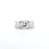 4.54ct F/VS1 Square Cushion Cut LAB Diamond 3 Stone Ring Set in White Gold