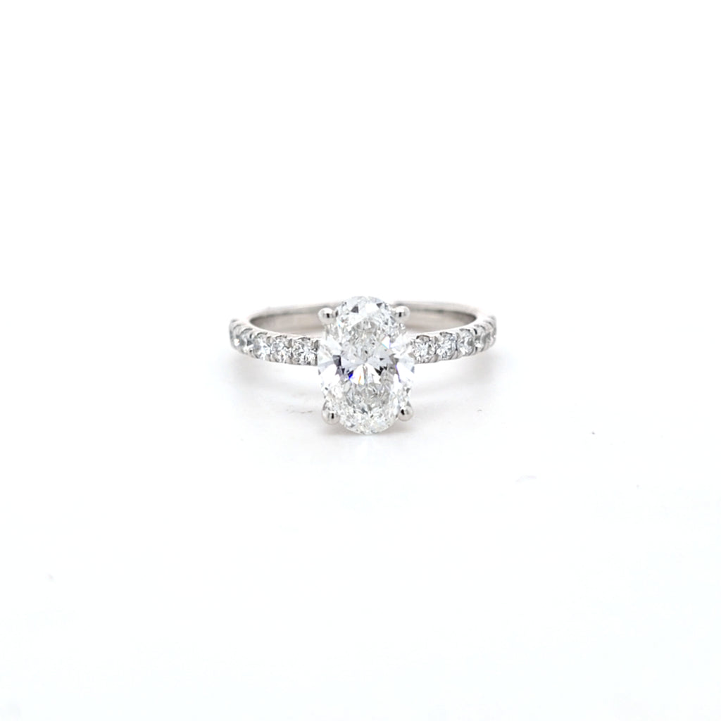 IGI 1.58ct D/VS2 Oval Shape LAB Diamond Ring with Diamond Shoulders set in Platinum - Montpellier Jewellers