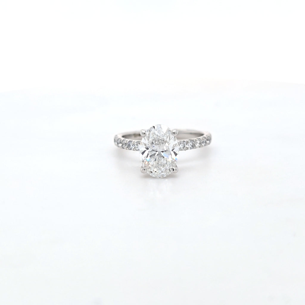 IGI 2.01ct D/VS2 Oval Shape LAB Diamond Ring with Diamond Shoulders set in Platinum - Montpellier Jewellers