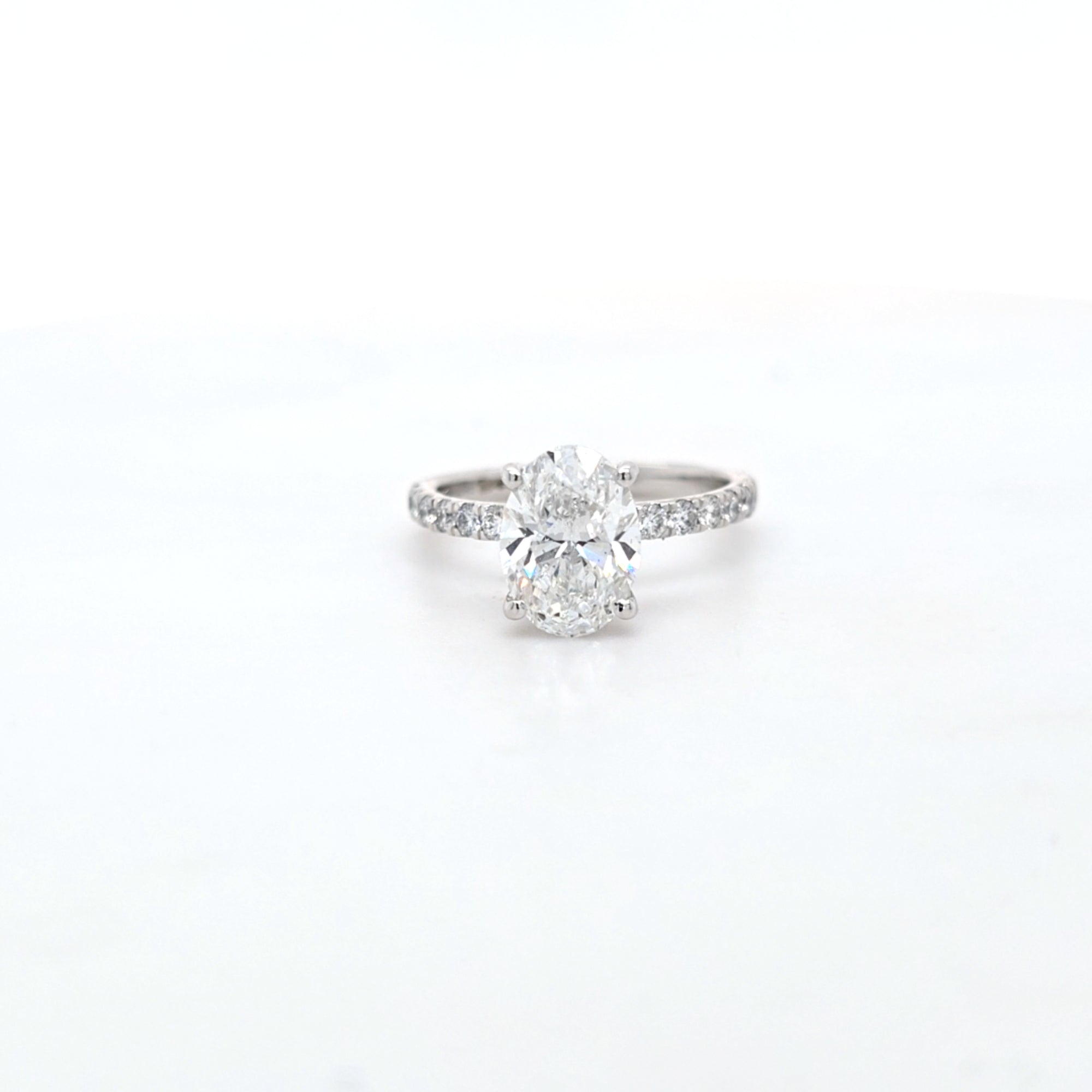 IGI 2.01ct D/VS2 Oval Shape LAB Diamond Ring with Diamond Shoulders set in Platinum - Montpellier Jewellers