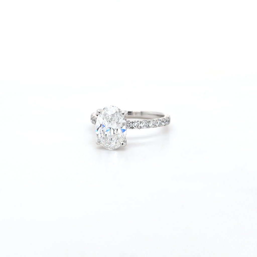 IGI 2.01ct D/VS2 Oval Shape LAB Diamond Ring with Diamond Shoulders set in Platinum - Montpellier Jewellers