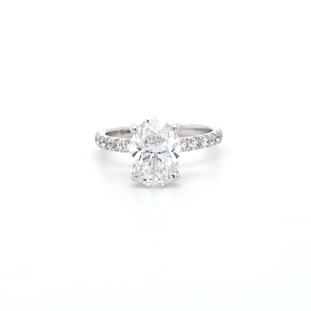 IGI 2.01ct D/VS2 Oval Shape LAB Diamond Ring with Diamond Shoulders set in Platinum - Montpellier Jewellers