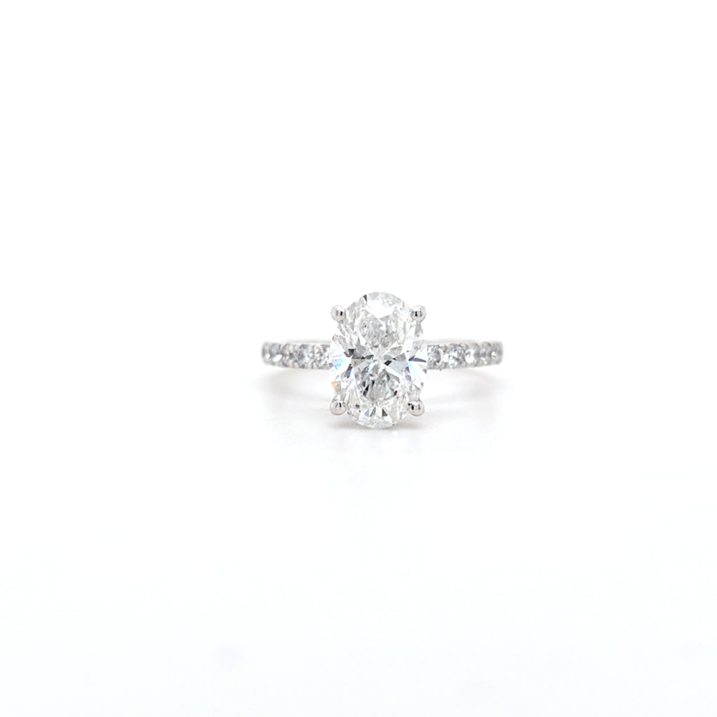 IGI 2.01ct D/VS2 Oval Shape LAB Diamond Ring with Diamond Shoulders set in Platinum - Montpellier Jewellers