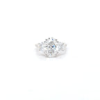 IGI 3.03ct D/VS2 Oval Shape LAB Diamond Ring with Half Moon Side Stones Set in Platinum - Montpellier Jewellers